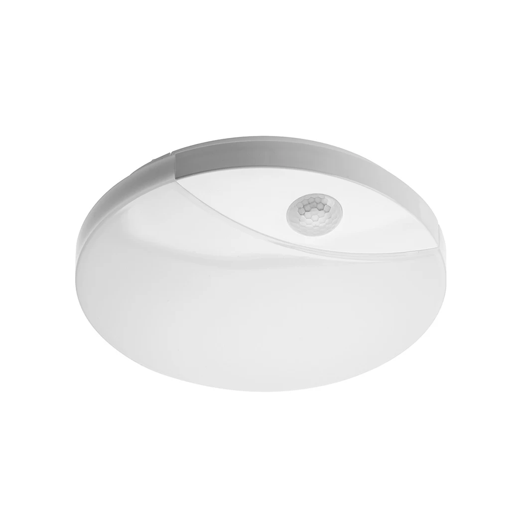 Specialiųjų patalpų LED šviestuvas GTV Logos, 16W, 4000K, 1200 lm, su PIR judesio davikliu 360 laipsnių, 220-240V, IP44, baltos sp., 250 x 50 mm, LD-LOG16W-LED