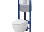 Klozeto komplektas CERSANIT Gona Plus, komplekte rėmas, klozetas be nuplovimo lanko, plonas lėtai nusileidžiantis dangtis, mygtukas chromo spl., S701-769