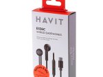 Laidinės ausinės HAVIT DOT 336,  Type C,  laido ilgis 1, 2 m,  su mikrofonu,  juodos sp.