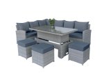 Sodo baldų komplektas NOVELLY HOME, kampinė sofa, stalas, 3 taburetės, Summer YH-025