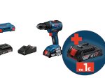 Akumuliatorinis bešepetėlinis gręžtuvas BOSCH Professional, GSR 18V-55, 2 x 18V, 2.0 Ah akumuliatoriai, kroviklis, 55 Nm, metalinis griebtuvas, L-BOXX lagaminas