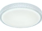 Lubinis LED šviestuvas GLOBO Ovi, 22W, 230V, 2400lm, 3000/4500/6500K, keičiasi su jungikliu, metalas baltas, skaidr. plast. kristalai, 400x85 mm, 41749-22