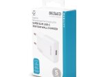 Telefono įkroviklis DELTACO USBC-AC156, 1xUSB-C, 30W, plonas, baltos sp.