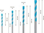 Universalus kietlydinio grąžtas BOSCH Multi Construction, Robust Line komplektas 4/5/6/8 mm