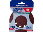 Šlifavimo diskas SPECIALIST+, su skylėmis, P100, 125 mm, 5 vnt.