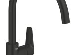 Plautuvės maišytuvas GROHE QUICKFIX START EDGE, su C-formos snapu, 360° pasukimo kampu, juodos matinės spalvos, 313692431