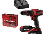 Akumuliatorinis smūginis gręžtuvas EINHELL TE-CD 18/40 Li-i, 18 V, maks. sukimo momentas 48 Nm, komplekte 2 x 2,0 Ah akumuliatoriai ir kroviklis, lagaminas, 64 dalių priedų komplektas