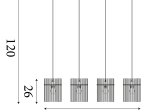 Pakabinamas šviestuvas SEARCHLIGHT Swizzle, E27, 4 x 60W, 230V, 1110 x 200 x 300 mm, maksimalus aukštis 1200 mm, 55620-4CP