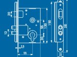 Įleidžiama spyna RITA 404Z-35801/C, chromuota, su rankena, su cilindru