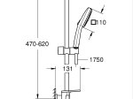 Dušo komplektas GROHE QuickFix Vitalio Comfort 110, 2-srovių dušelis, stovas ir žarna, klijuojamas arba prisukamas, chromo spalva, 26929001