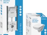 Klozeto komplektas GEBERIT Duofix, komplekte rėmas 112 cm, mygt., pakab. SELNOVA SQUARE klozetas be nuplovimo lanko, lėtai nusileidž. dangtis, 118.402.21.2