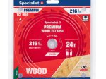 Medienos pjovimo diskas skersinio pjovimo staklėms SPECIALIST+ Wood Premium, 216x30 mm, 24 dantys