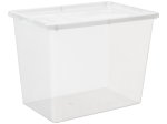 Daiktadėžė PLAST TEAM Basic Box, su dangčiu, skaidri, 59,5 x 43 x 39,5 cm, 80 l