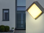 Lauko šviestuvas GLOBO Jalla, LED 12W, 230V, 1214 lm, 3000K, IP54, sieninis, keturkampas, aliuminis, antracito sp., 160 x 160 x 100 mm, 34480