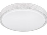 Lubinis LED šviestuvas GLOBO Ovi, 22W, 230V, 2400lm, 3000/4500/6500K, keičiasi su jungikliu, metalas baltas, skaidr. plast. kristalai, 400x85 mm, 41749-22