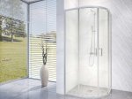 Dušo kabina RUBINETA Rub-203, 90x90x198 cm, pusapvalė, 6 mm grūdintas stiklas, chromuoti aliuminio profiliai, plieno rankenėlės, 693002