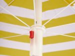 Dryžuotas pliažo skėtis W01, balta/geltona skersmuo 200cm