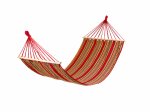 Hamakas H17, su medinėmis juostelėmis, dryžuotas, raudonas 200 x 100 cm