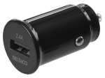 Automobilinis USB įkroviklis DELTACO Usb-Car123, 1xUSB, 2,4A, 12W, 12-24V, juodos spalvos