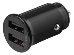Automobilinis USB įkroviklis DELTACO Usb-Car124, 2xUSB, 2,4A, 12W, 12-24V, juodos spalvos