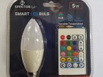 Išmanioji LED lempa SPECTOR LIGHT Smart, 5W, E14 C37 žvakė, 220-240V, 400 lm, RGB, dimer., su pultu ir programėlės valdymu (Android&iOS, Alexa&Google), 17621S.