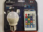 Išmanioji LED lempa SPECTOR LIGHT Smart, 5W, E27 G45 burb., 220-240V, 400 lm, RGB, dimer., su pultu ir programėlės valdymu (Android&iOS, Alexa&Google), 17622S.
