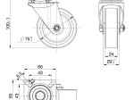 Ratukas WALTECO, diametras 75 mm, su plokštele, pasukamas, apkrova 60 kg