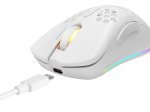 Belaidė žaidimų pelė DELTACO GAMING GAM-120-W, 70g svorio, RGB, SPCP6651, 400-6400 DPI, 1000 Hz, baltos sp.