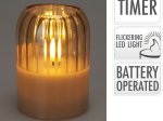 LED žvakė, stikliniame indelyje, be baterijų, 7,5 x 10 cm