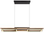 Pakabinamas LED šviestuvas GLOBO Illa, 30W, 230V, 3000K, 3200 lm, metalas, plastikas, MDF tamsiai rudas medis, matinės juodos sp., 1000 x 135 x 1200 mm, 67266H