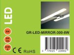 Sieninis veidrodžių ir paveikslų šviestuvas G.LUX, Gr-Led-Mirror-300-8W, 8W, 230V, 4000K, 800 lm, IP44, plotis 300 mm, baltos sp.