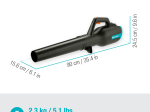 Akumuliatorinis lapų pūstuvas GARDENA Powerjet 18V P4A, Li-Ion 18V/ 2.5Ah, pūtimas iki 100 km/h, svoris 1.8 kg