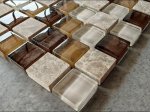 Stiklo mozaika MONA MOSAICS Tgs099, 300 x 300 x 8 mm, 11 vnt./dėž., spl. rudas marmuras