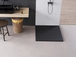 Dušo padėklas HARMONY Mare Har-0039, 90 x 90 x 3 cm, akmens masės, kvadratinis, juodas