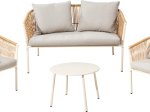 Lauko baldų komplektas, komplektą sudaro: dvivietė sofa, 2 vienviečiai krėslai ir staliukas