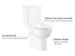 Klozetas GROHE BAU CERAMIC, pastatomas, tyliai nusileidžiantis dangtis su lengvo nuėmimo f-ja, berėmis, horizontalus nubėgimas, įvadas karinis/dešninis, vandens nuleidimas 3/6 L, baltas, 39496000