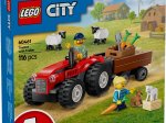 Konstruktorius LEGO City, raudonas ūkio traktorius su priekaba ir avimi