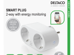 Išmanusis šakotuvas DELTACO Smart Home Sh-P02E, 2 lizdų, su įž., WiFi, valdomas su programėle, 2,4 GHZ, baltos sp.