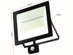LED prožektorius TOPE Toledosens, 100 W, su judesio davikliu, 220-240 V, 9000 lm, 4000K, IP54, 50.000 val., 302 x 295 x 48 mm