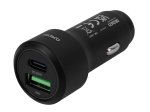 Automobilinis įkroviklis DELTACO USBC-CAR122, 1x USB-C 18 W, 1x USB-A 18 W, juodos sp.