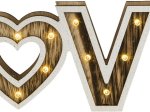 Stalinis nakties šviestuvas GLOBO Love, 24LED 0,06W 3V 3xAA elementai komplektacijoje, plastikas, medis, su jungikliu, 300 x 32 x 100 mm, 29976