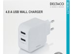 Sieninis įkroviklis DELTACO USB-AC175, 2x USB-A 2,4 A, iš viso 24 W, baltos sp.
