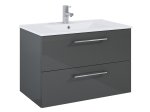 Vonios spintelės komplektas ELITA Roma Plus 80, 53 x 80 x 45,6 cm, apatinė, pakabinama, 2 stalčiai, antracito spalvos, su praustuvu