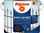 Antikoroziniai dažai ALPINA Direkt Auf Rost, šokolado spalvos, šilko blizgesio, tiesiai ant rūdžių, 2,5 l