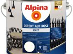 Antikoroziniai dažai ALPINA Direkt Auf Rost, Matiniai, baltos spalvos, RAL9010, 2,5l