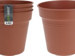 Plastikinis kambarinis vazonas, terakotos sp., 13 x 13 x 12 cm., rinkinys (3 vnt.)