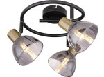 Kryptinis šviestuvas GLOBO Jay, E14, 3 x 25W, 230V, matinio žalvario / juodo metalo spalvos, dūmų spalvos stiklas, 250 x 175 mm, 54305-3