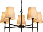 Pakabinamas šviestuvas SEARCHLIGHT Gothic, E14, 5 x 60W, 230V, 660 x 660 x 340 mm, maksimalus aukštis 1300 mm, 30690-5BK