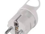 Kištukas EMOS P0039, su įž., baltos sp., IP20 16A 250V, su kilpa, kampinis