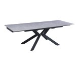 Valgomojo stalas su prailginimu, metalinis su keraminiu stalviršiu, pilkos/juodos sp., 160-240 x 90 x 77 cm, TJG-17